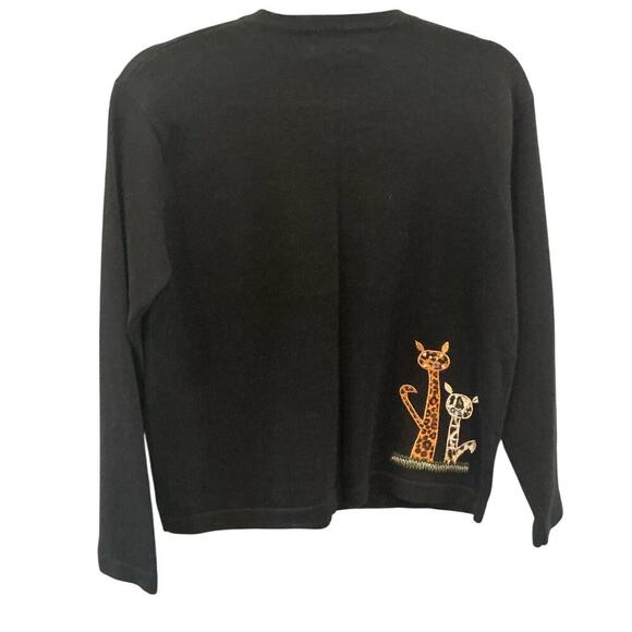 Vintage Terazzo Women Embroidered Sweater Cardigan Halloween Cat Lady Moon Witch - Picture 5 of 10